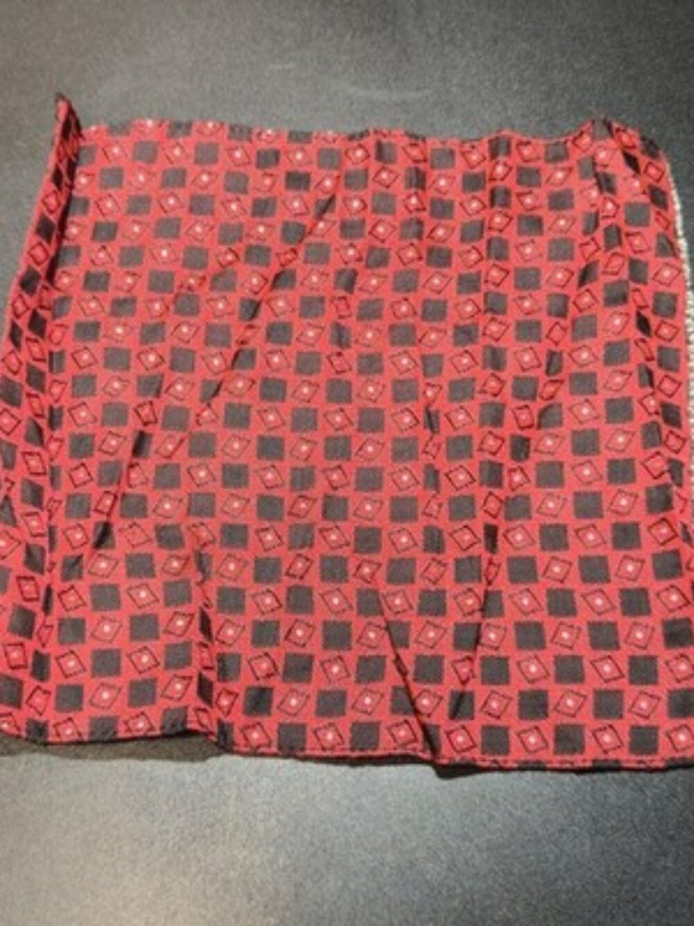 Vintage Red Diamonds And Black Squares Geometric Pattern Pocket Square 8" x 9"